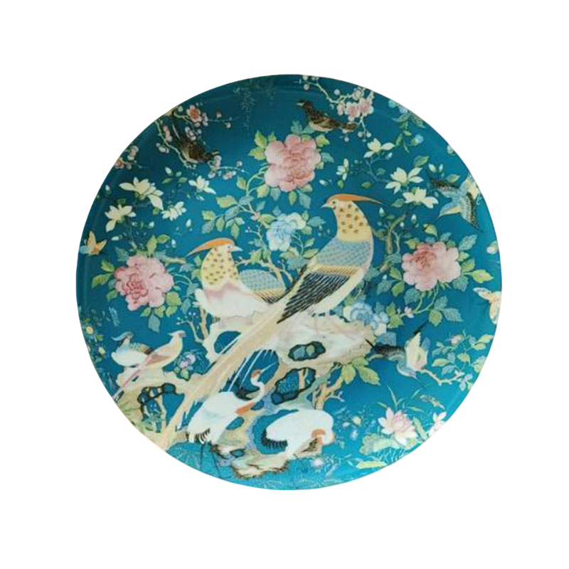 【奇居亭】骨瓷百鸟12寸月光盘 家用餐盘餐厅盘子深蓝#F9508Z-13