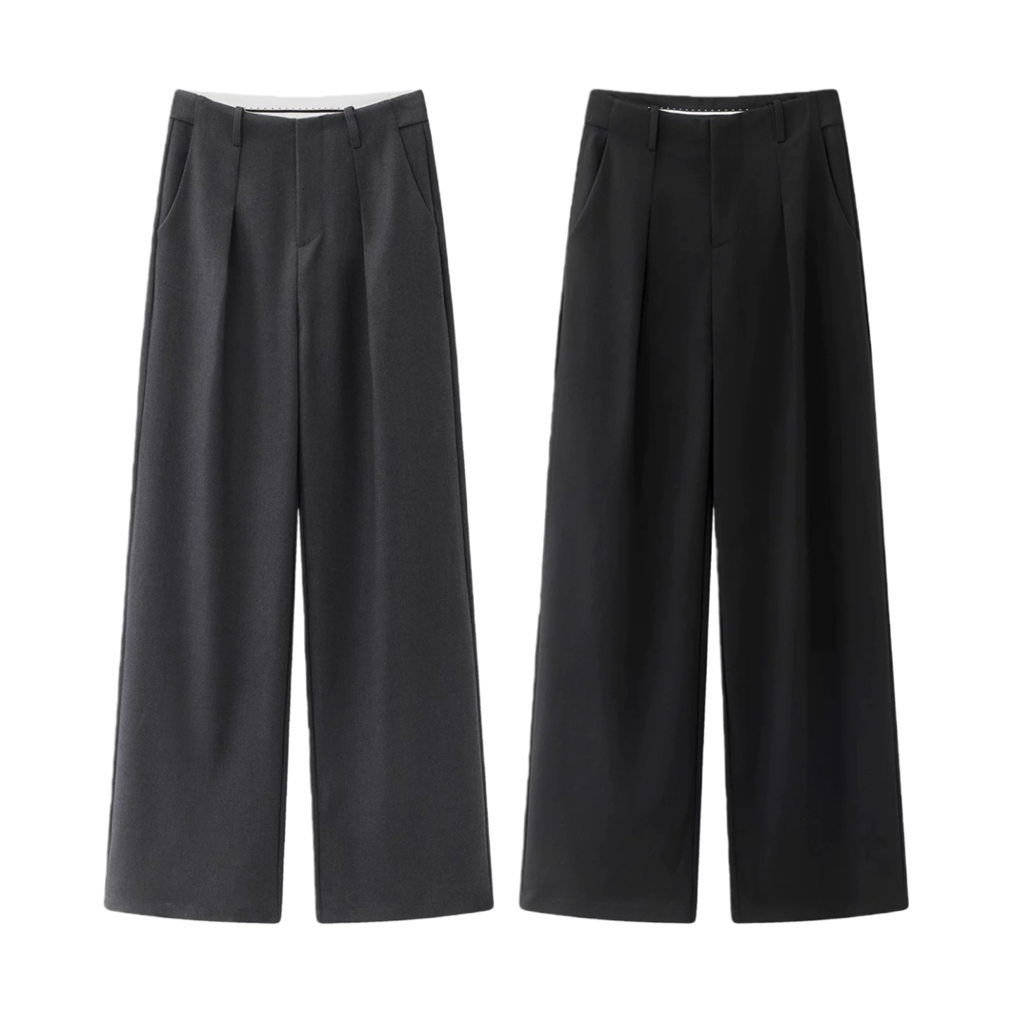 QH 00286秋季新款高级感高腰垂感阔腿休闲直筒裤