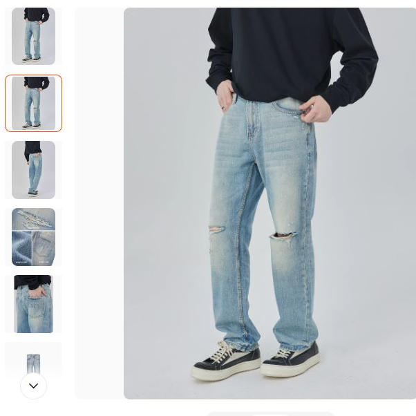 M02-110824-CLI水洗直筒破洞风格设计牛仔裤