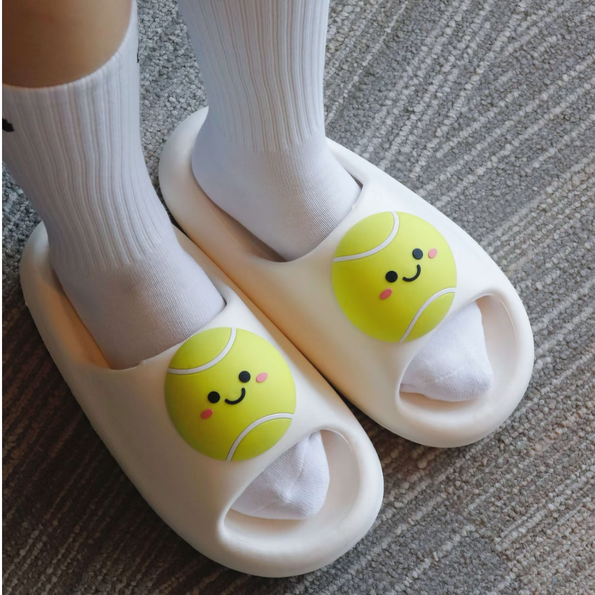 W-ACE可爱网球男女夏季厚底防滑情侣居家踩屎感拖鞋凉拖鞋