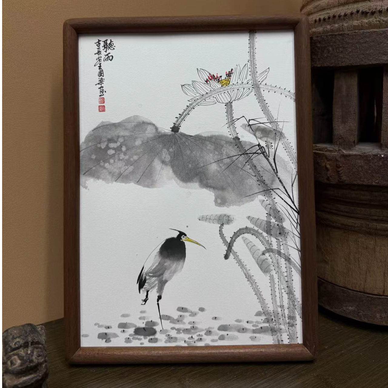 《听雨》23×32花鸟装饰画