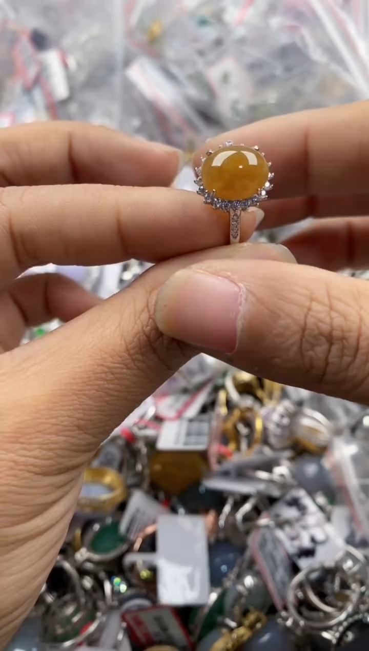 银S925镶嵌戒指翡翠555            8