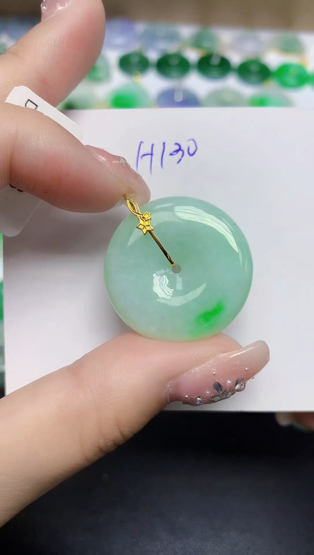 颈饰18K金镶嵌翡翠天然缅甸翡翠A货翡翠百元以上9元证书费自理