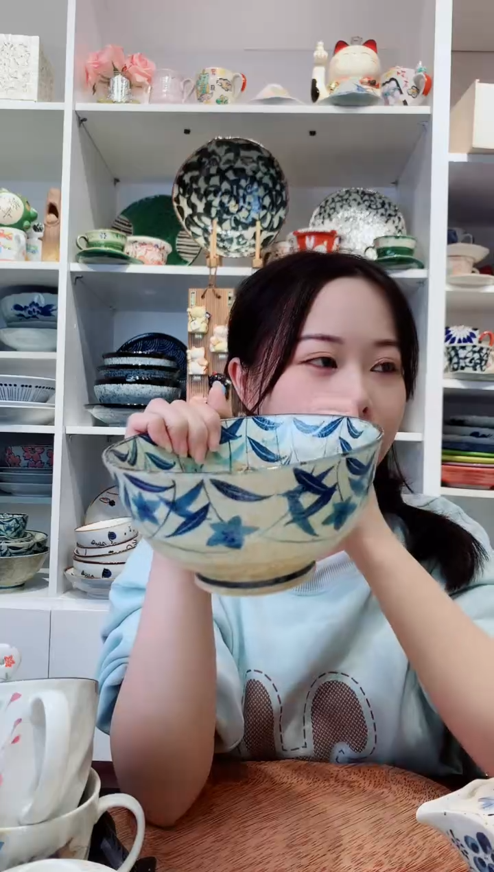 陶瓷【微瑕】黄泥桔梗拉面碗17cm