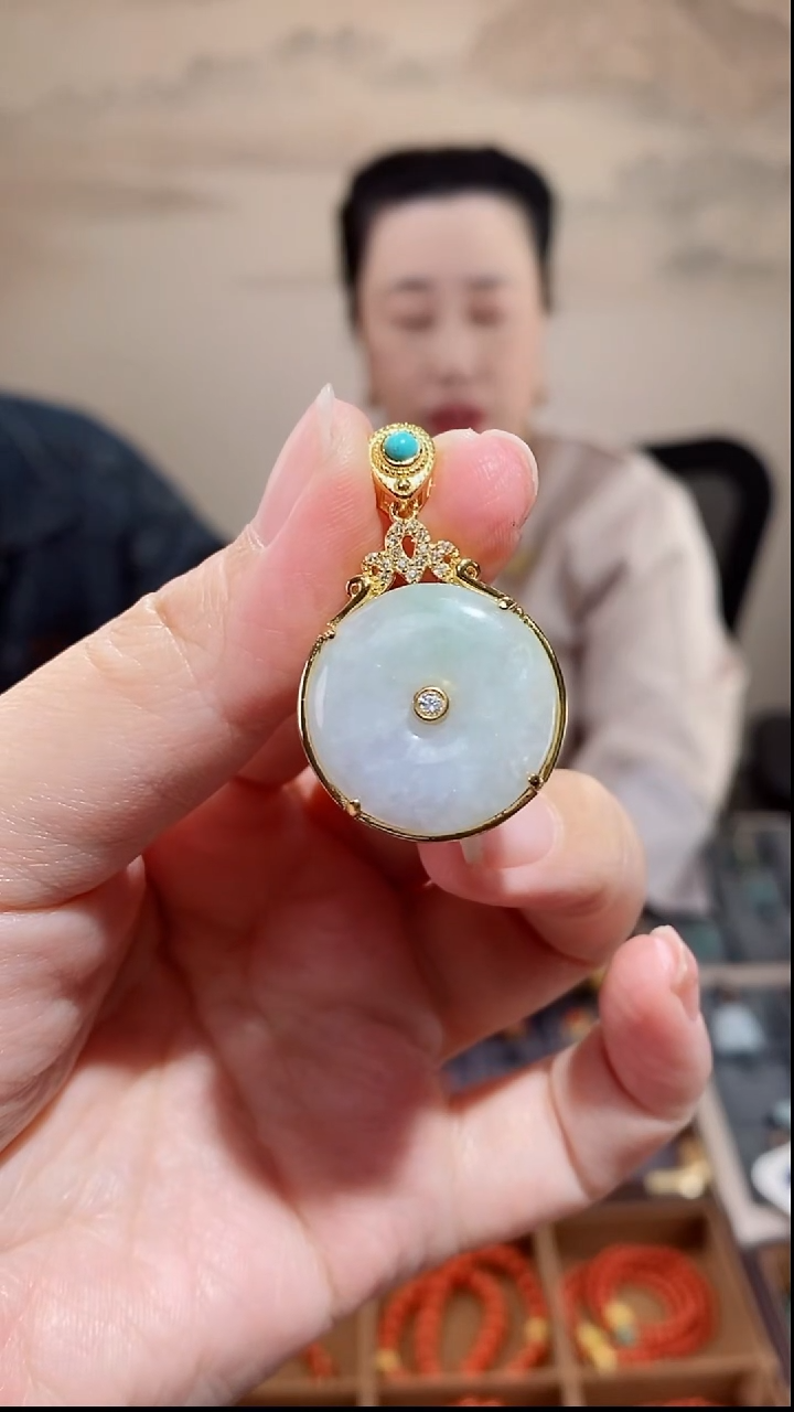 吊坠(不含链)银S925镶嵌翡翠DZ6913