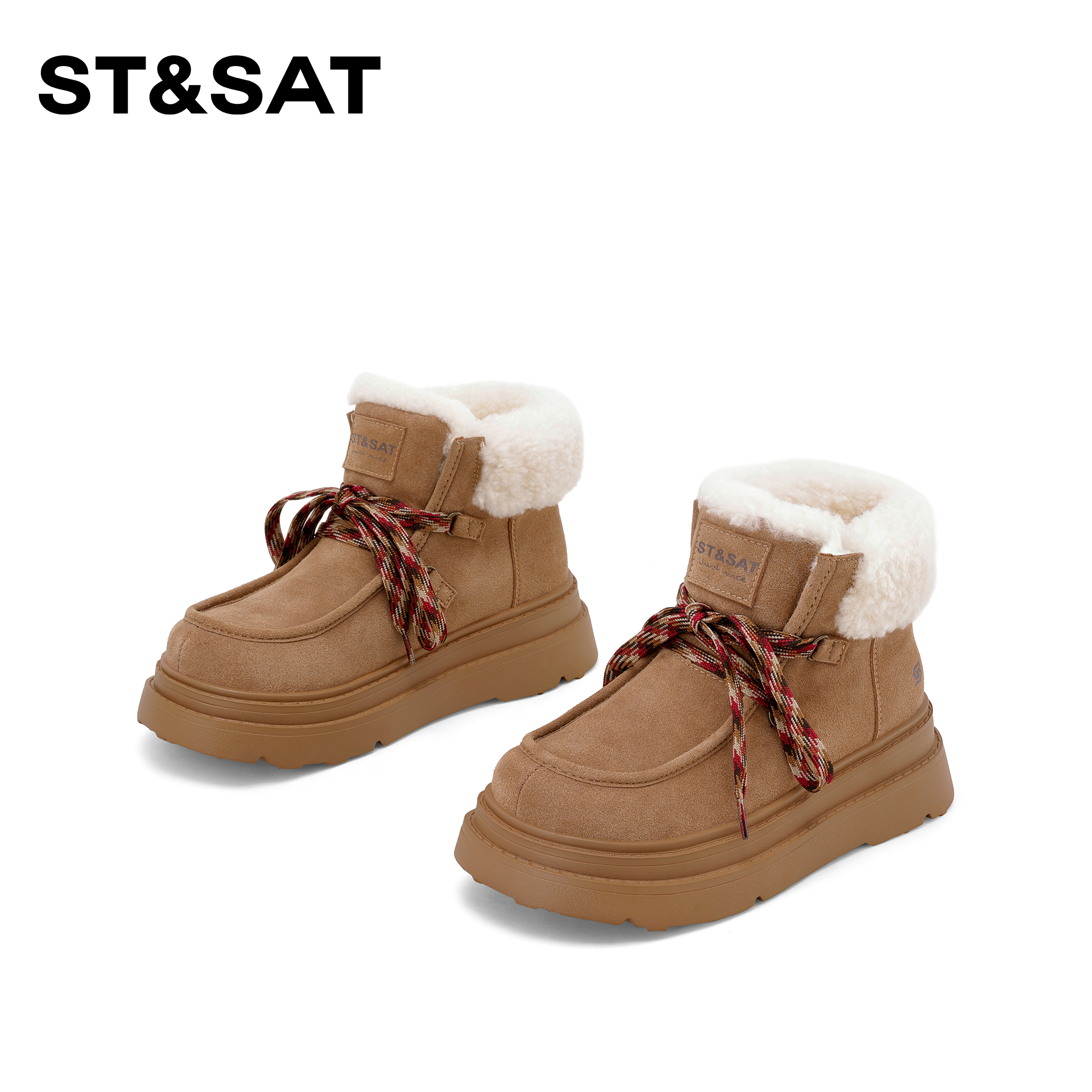 St&Sat/星期六靴子女款2025新款冬季保暖加绒加厚高帮厚底雪地靴