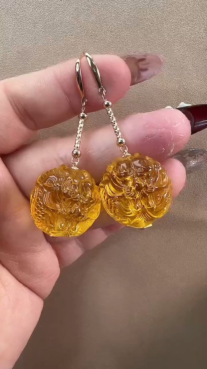 【闪购商品】琥珀耳饰未镶嵌耳环