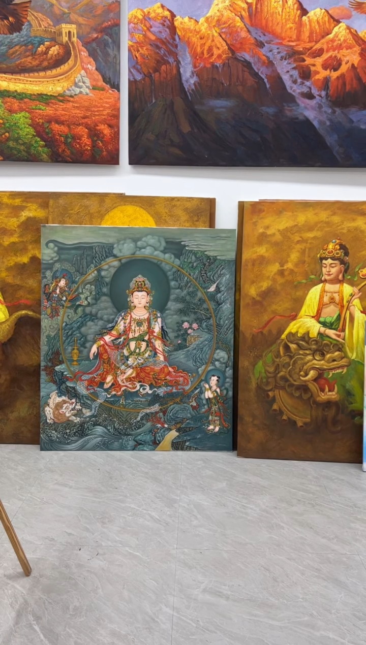 【闪购商品】书法唐卡水月张俊龙原创艺术油画肌理复刻版画