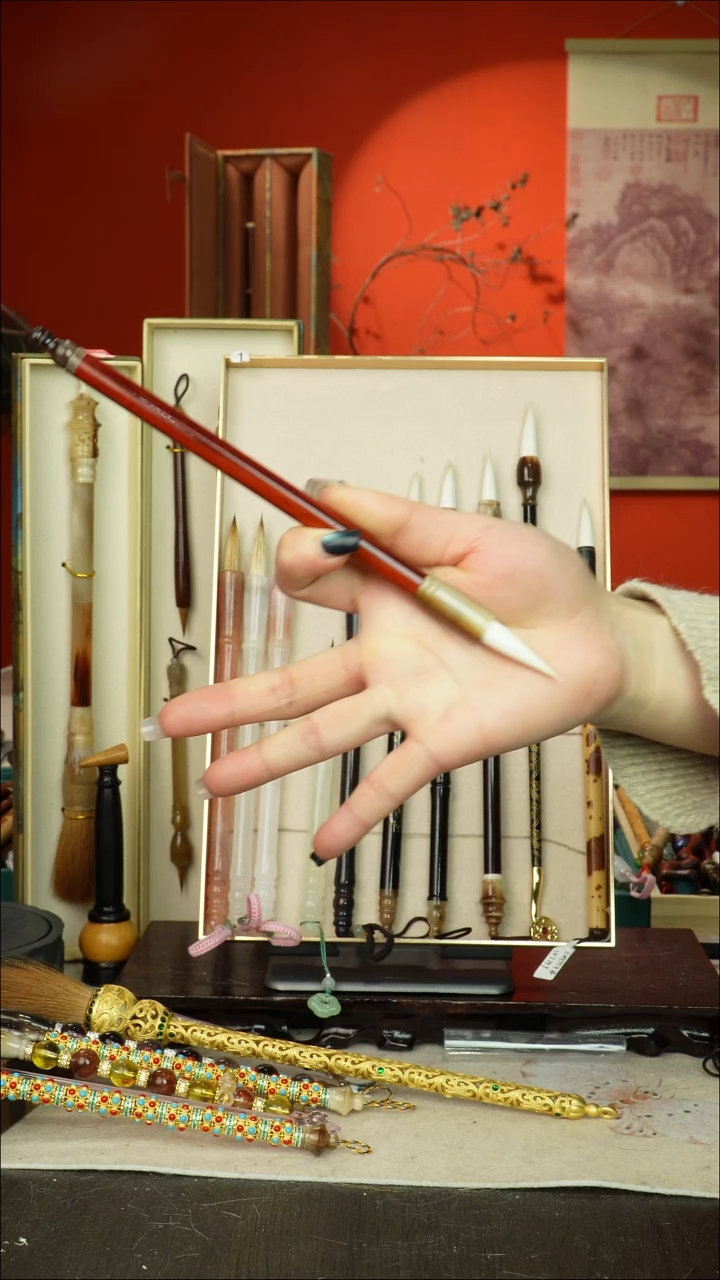 532号闪孤品高货毛笔链接 清水试笔 蘸墨不退