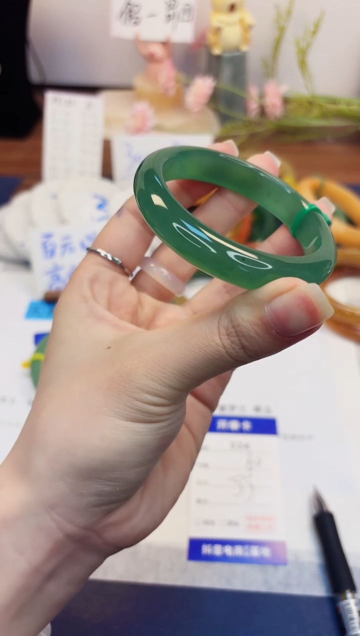 【闪购商品】石英质玉手镯未镶嵌334-东陵玉-圈口55