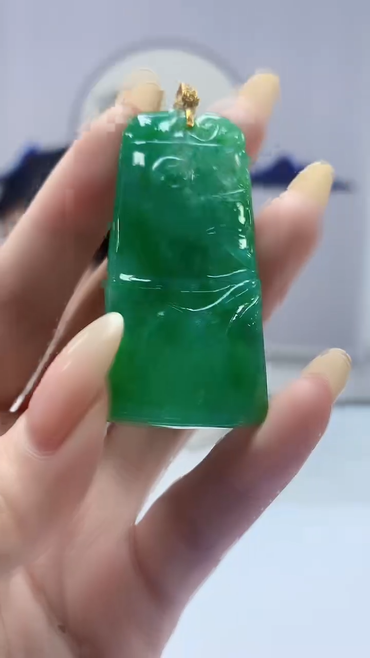定制翡翠18K金镶嵌4852dd-毛货挂件149