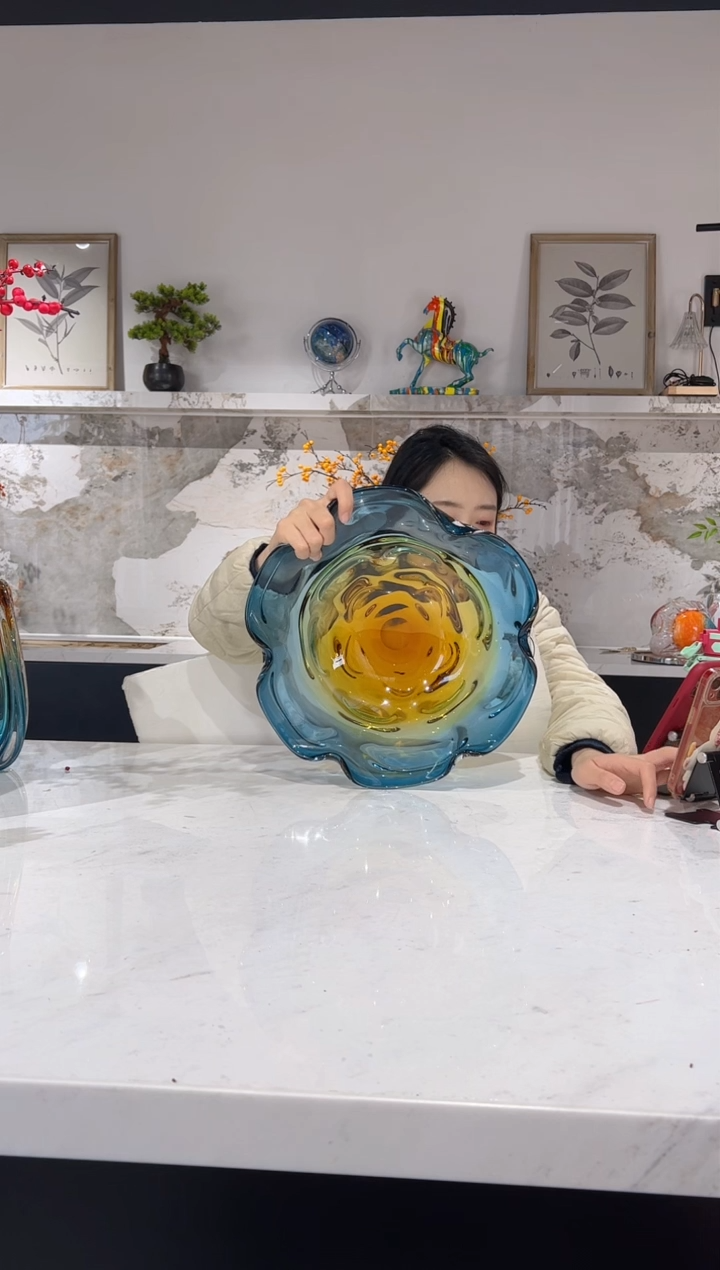【闪购商品】琉璃蓝色渐变果盘