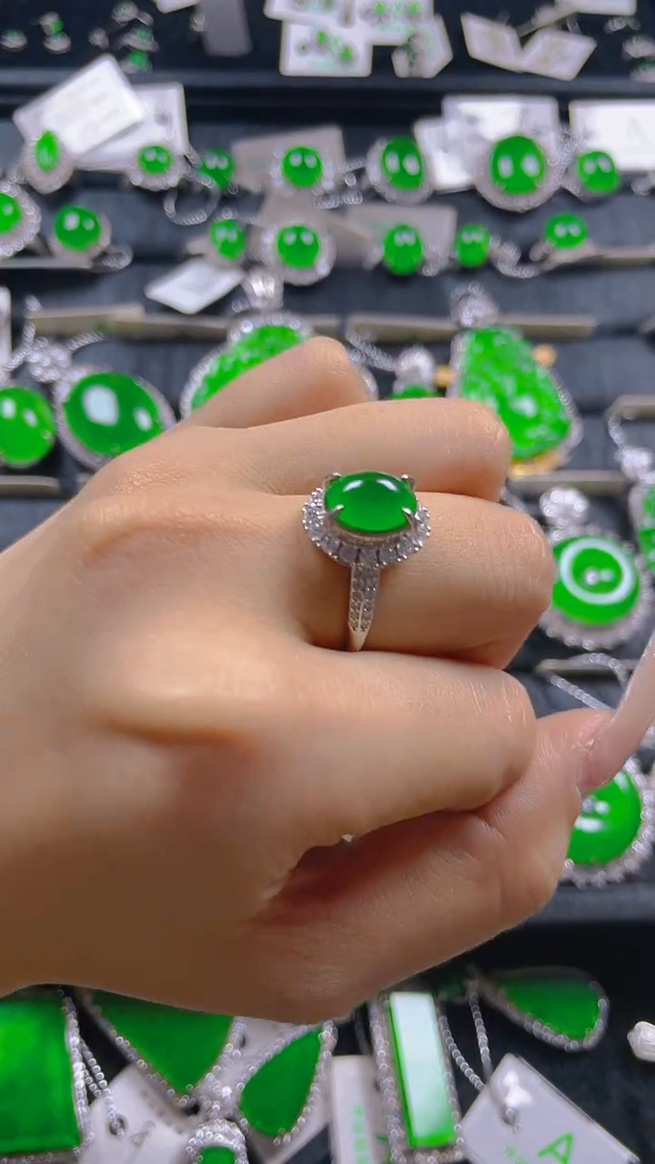 翡翠戒指银S925镶嵌11