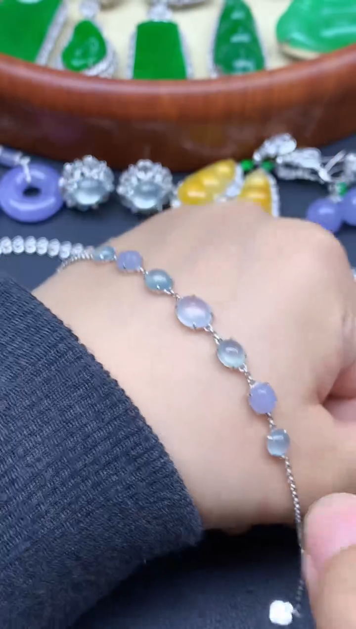 18K金镶嵌手链翡翠478-中国好珍宝