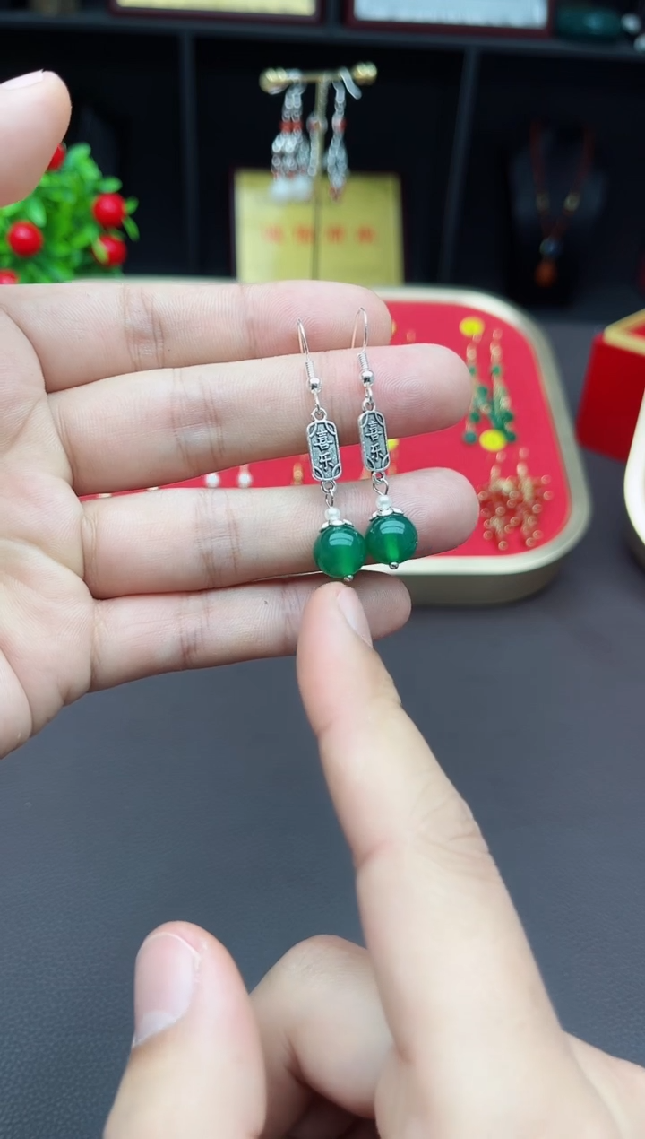 【闪购商品】玛瑙/玉髓耳钉银S925镶嵌322000