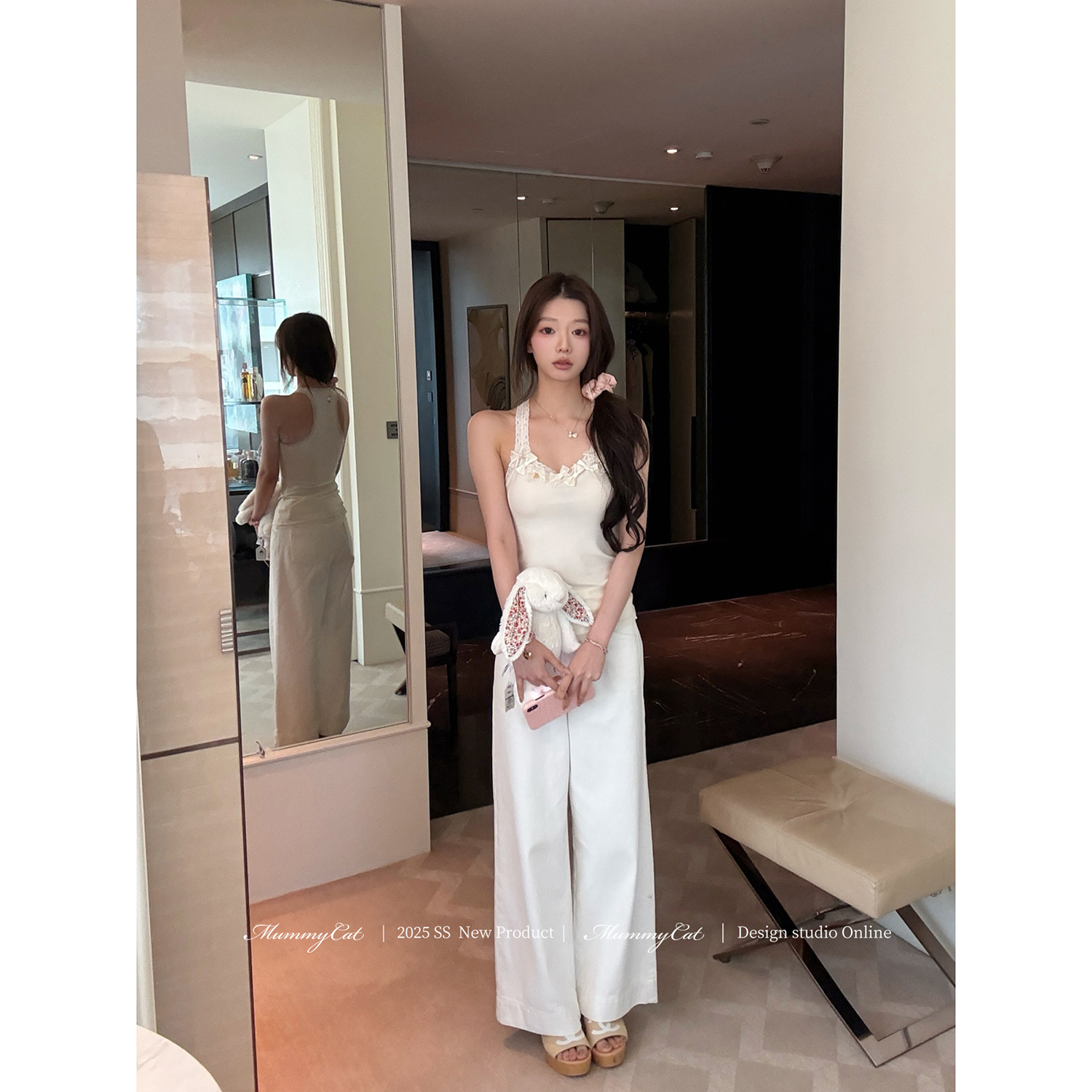 MummyCat下蛋喵 高腰水洗棉布牛仔阔腿百搭休闲直筒裤