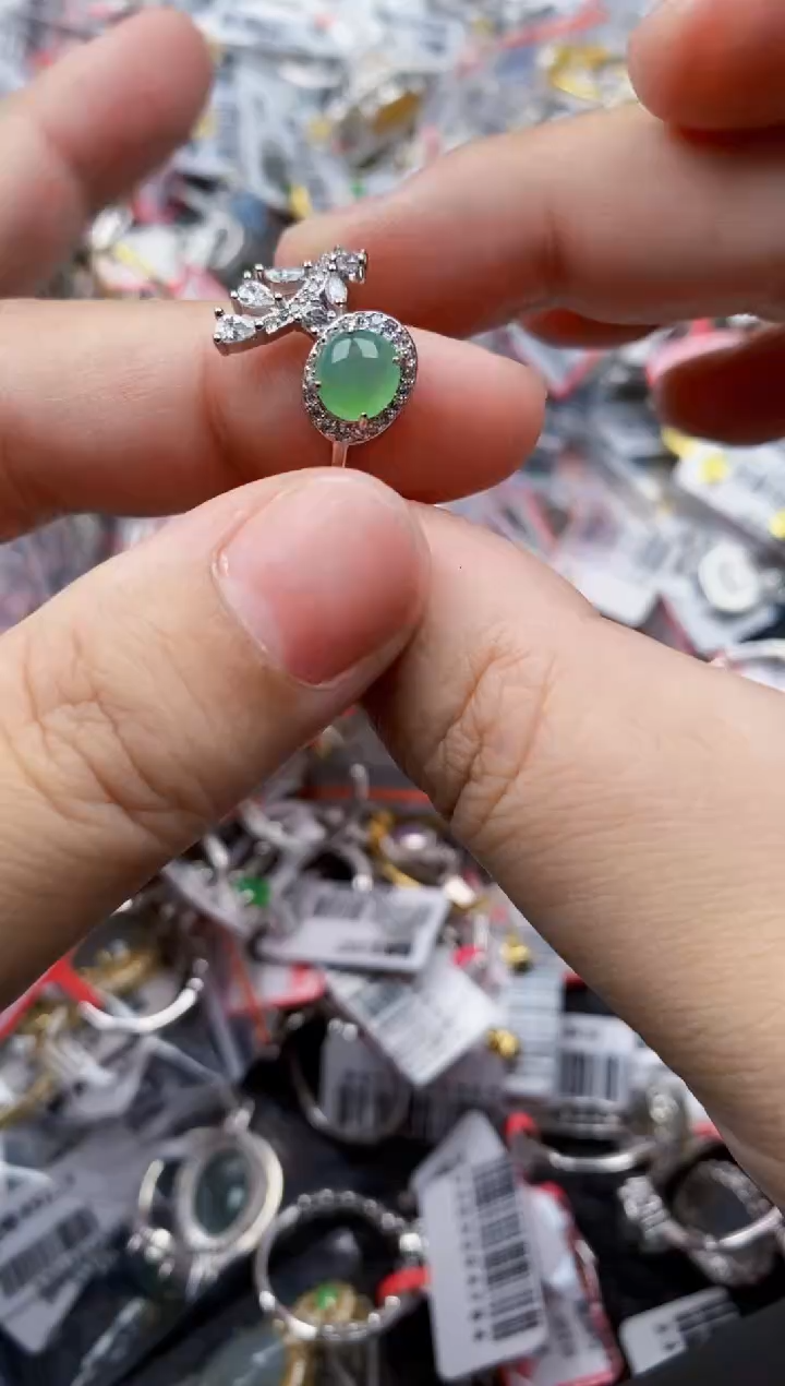 翡翠银S925镶嵌戒指111111---6