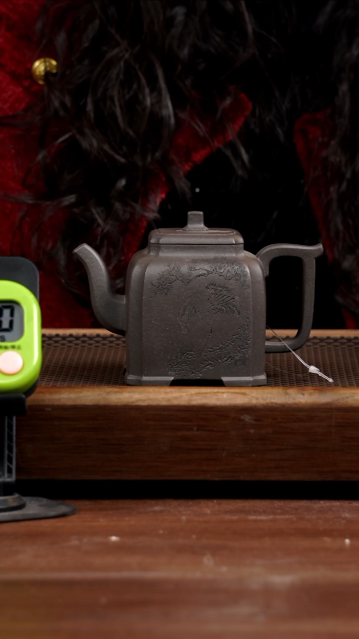 【闪购商品】紫砂茶壶天青四方玉柱330CC