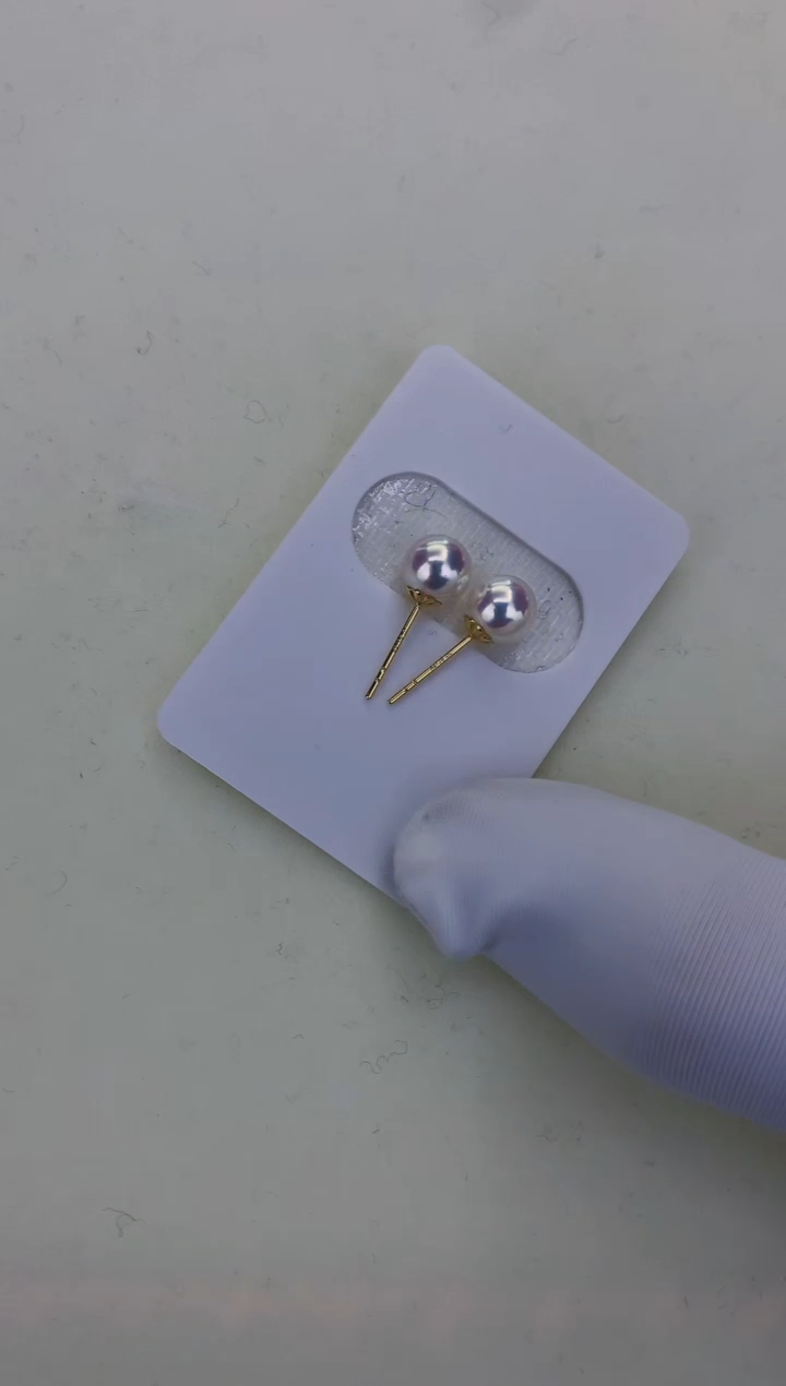 18K金镶嵌DA海水珍珠 GD003 6-7 素钉定制