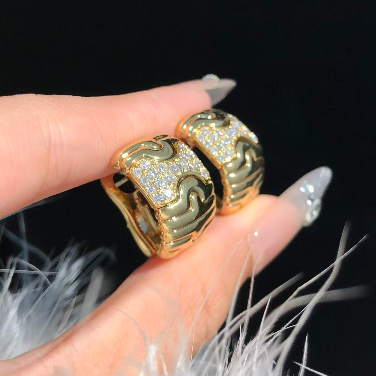 18K金钻石罗马纹耳饰 FH (定制品质48小时鉴赏期)
