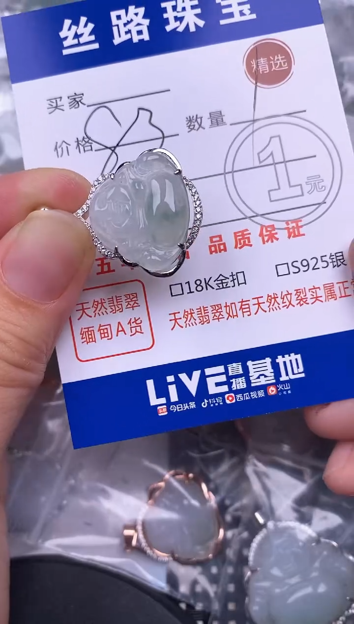 颈饰银S925镶嵌翡翠挂件