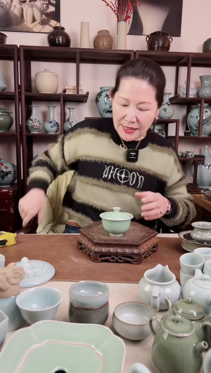 【闪购商品】杯青瓷 梅青 二才盖碗