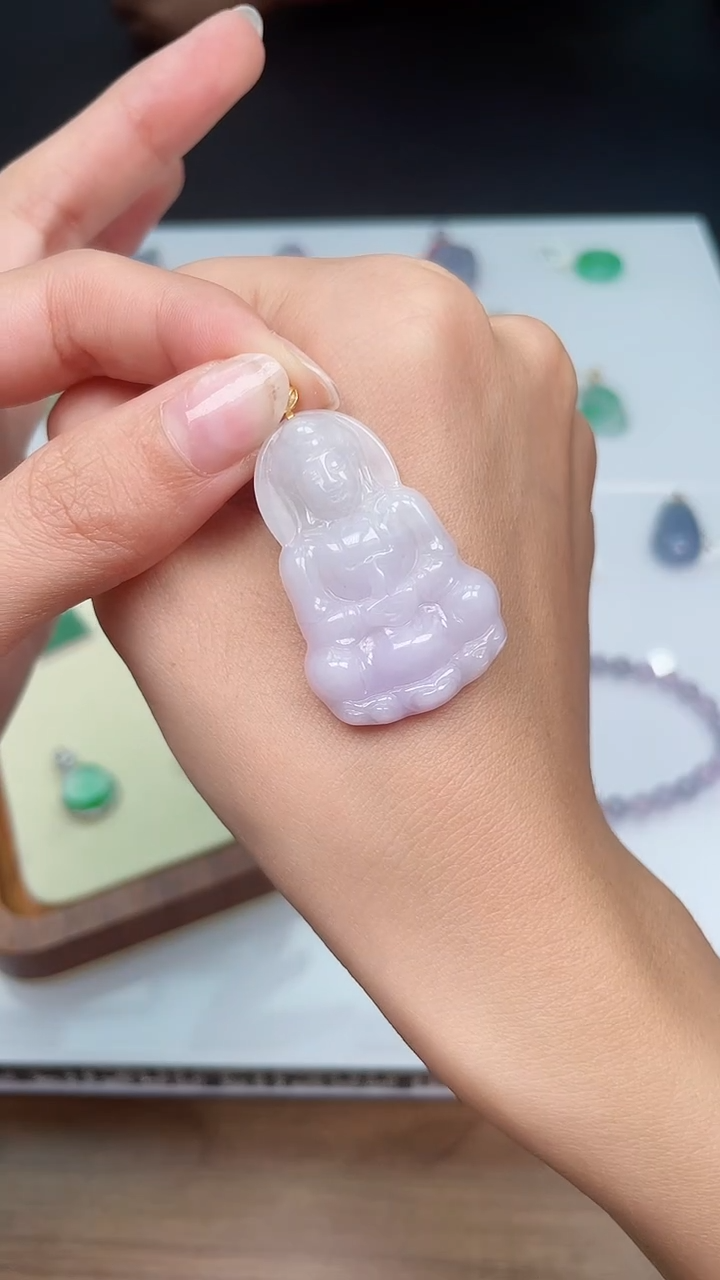 吊坠(不含链)18K金镶嵌翡翠28观音1028