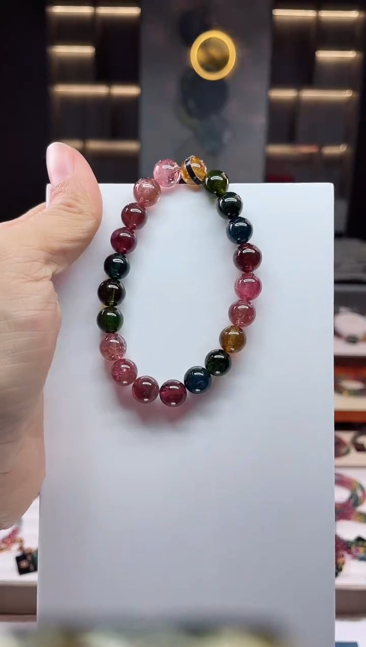 未镶嵌老矿碧玺单圈手串9mm+碧玺（多样性发一条）Q