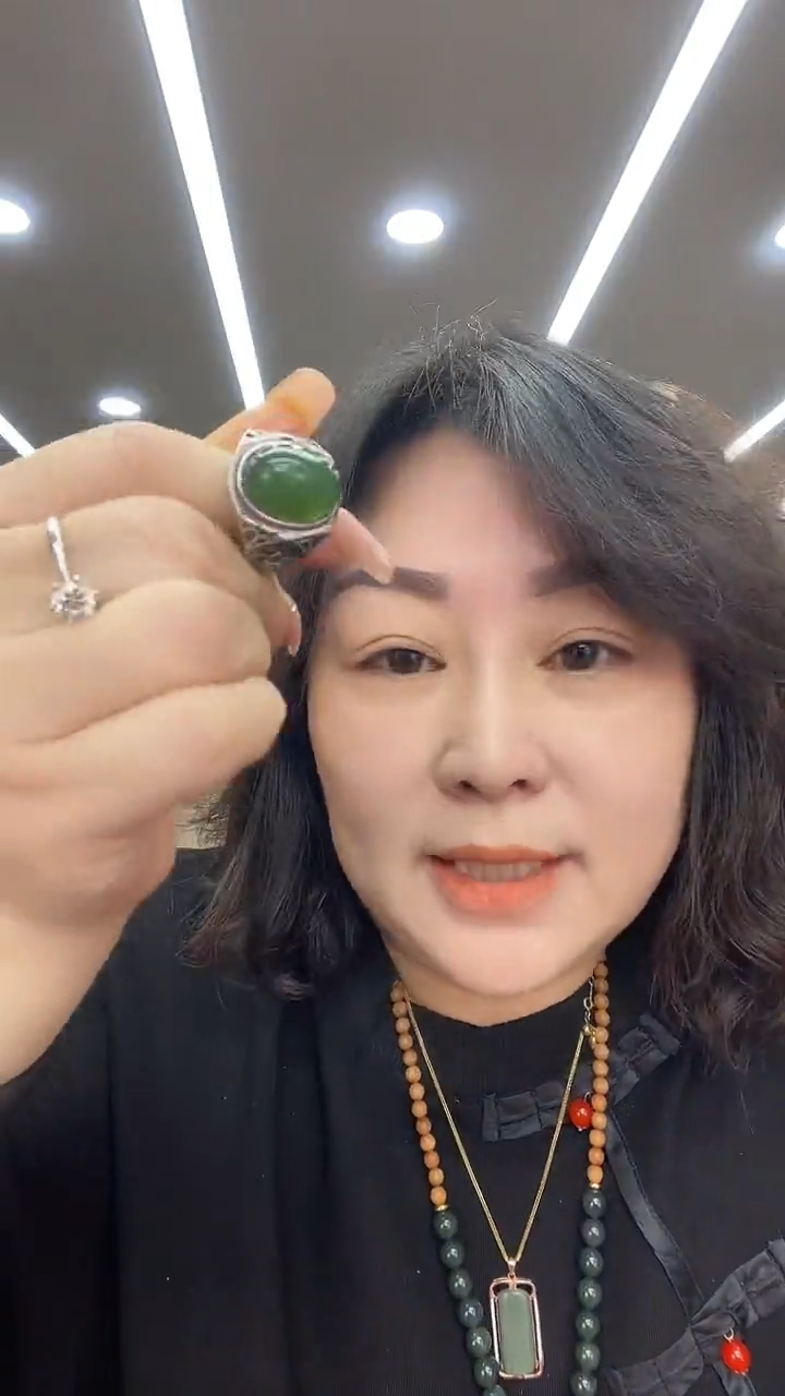 合金蛇纹石玉玉件戒子多样式发货随机发一