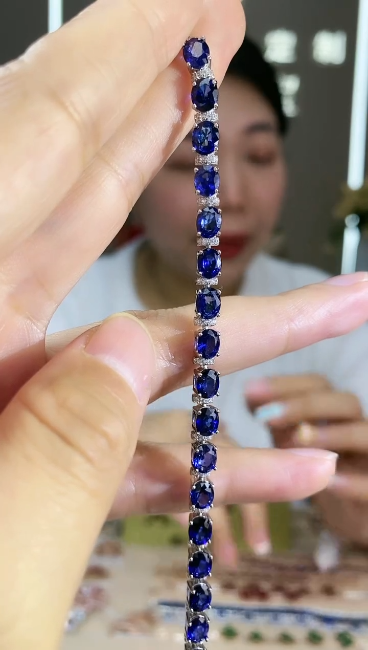 【闪购商品】蓝宝石手链银S925镶嵌手链