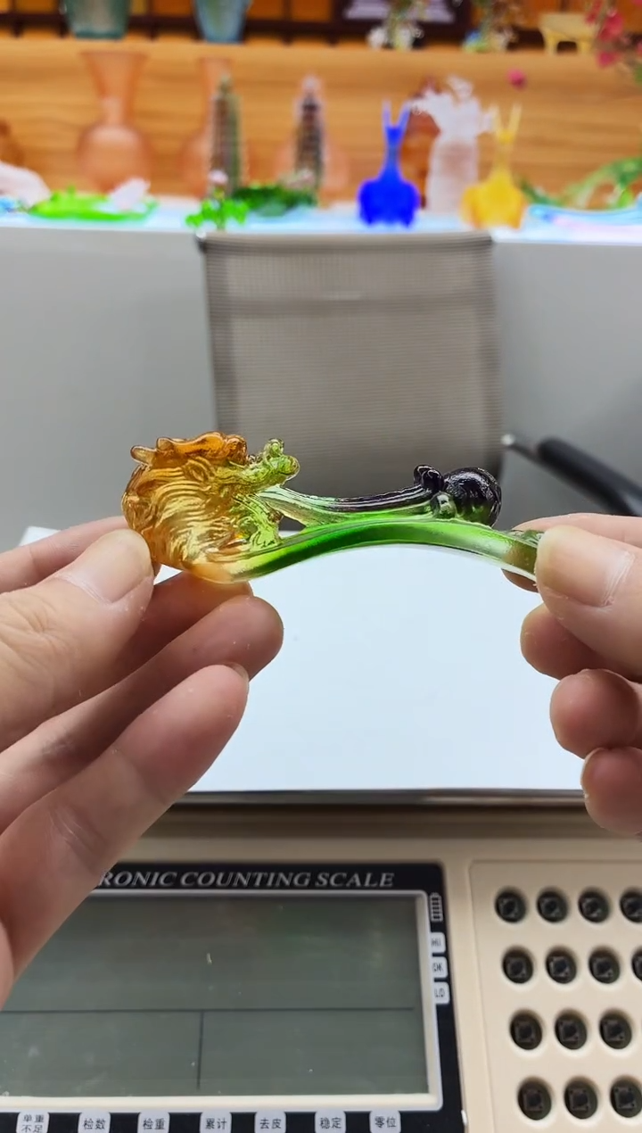 手工艺品琉璃彩色龙头如意车挂