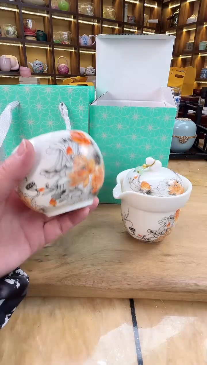 【闪购商品】瓷理陶里 水墨金莲旅行套装