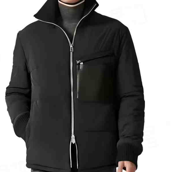 未使用 Hermes/爱马仕 23秋冬 黑色拼皮拉链夹克外套 羽绒服
