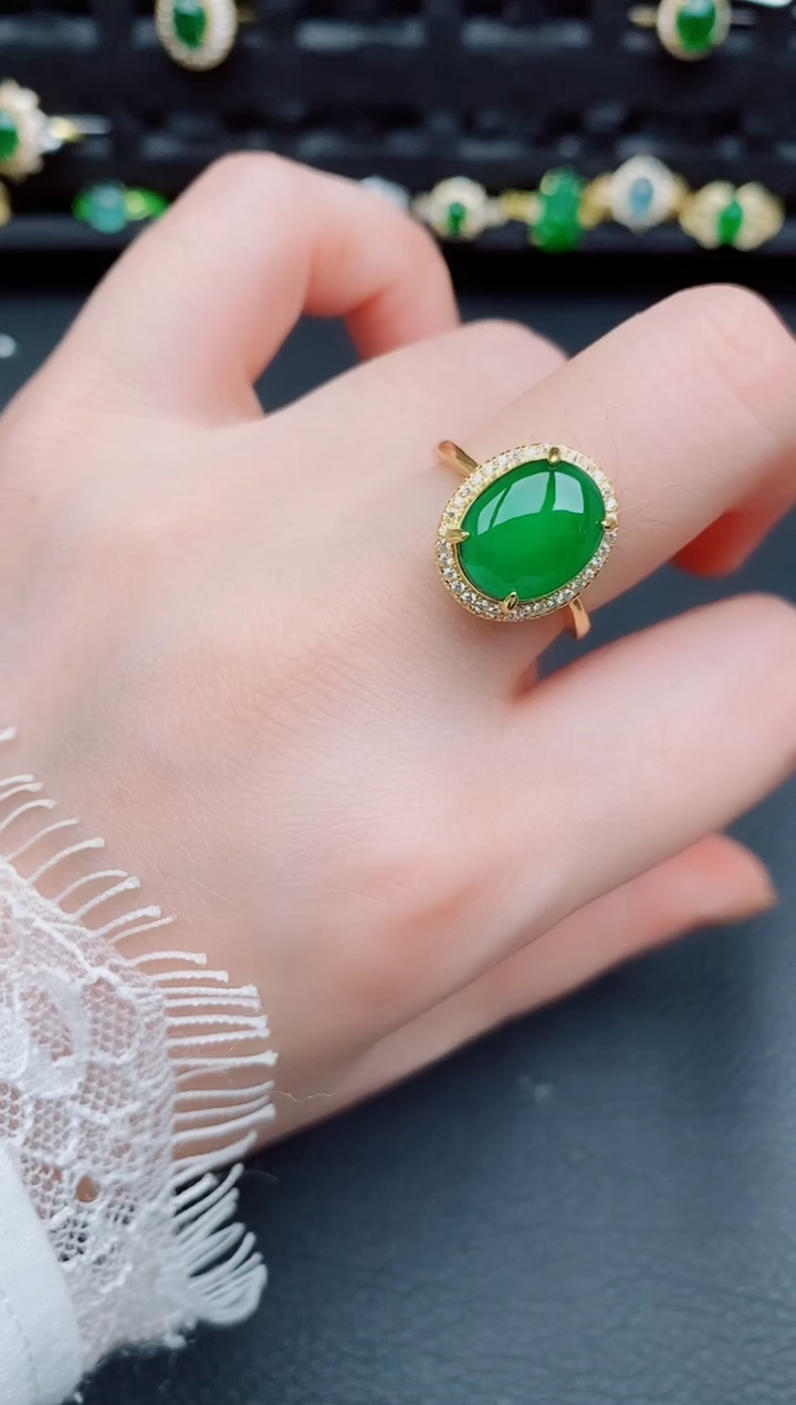 【闪购商品】翡翠戒指银S925镶嵌天然a货翡翠219