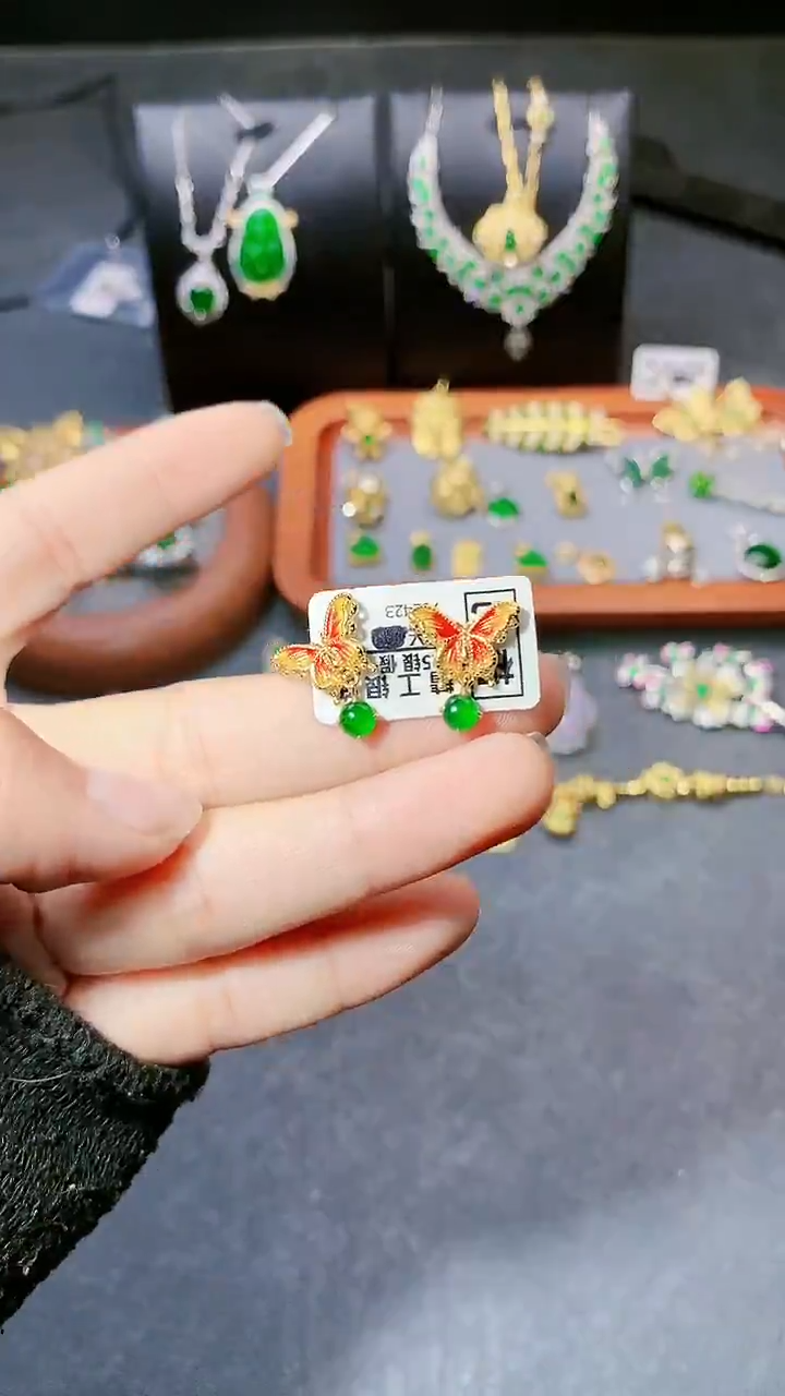 【闪购商品】翡翠耳饰银S925镶嵌耳饰