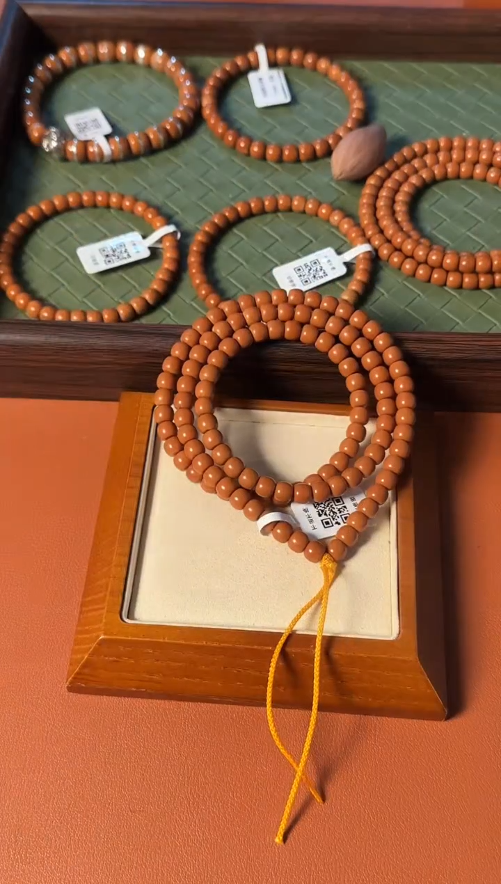 手串橄榄核【168】6.6mm老挝核尖老型108、面无白