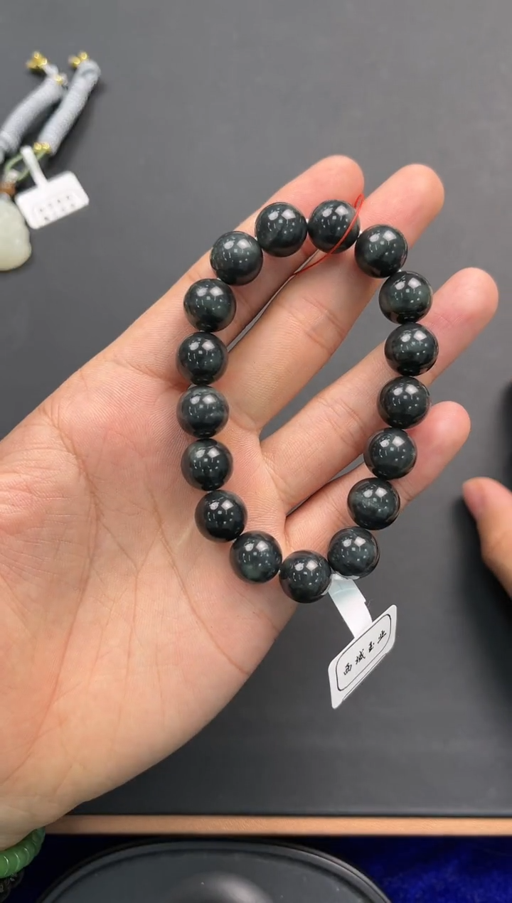 未镶嵌手串和田玉若羌青花手串卡12微色差