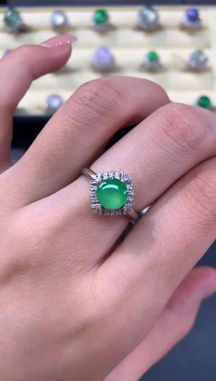 【闪购商品】翡翠戒指18K金镶嵌戒指A302|6980