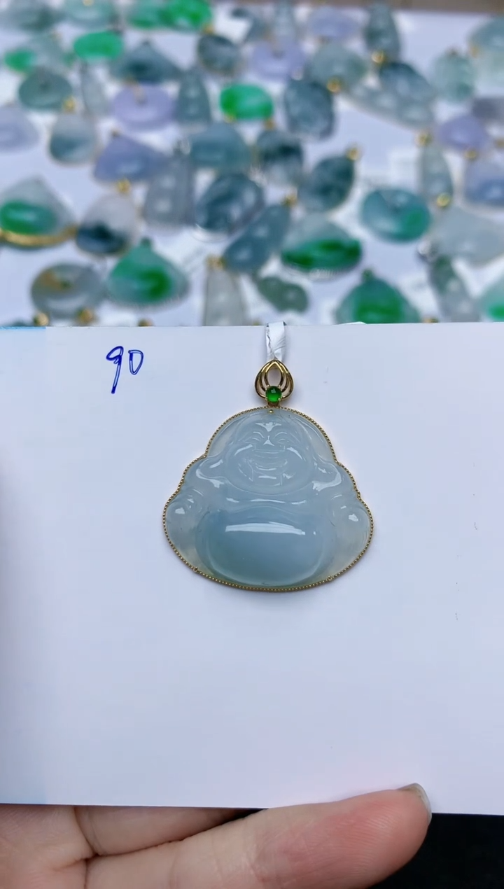 【闪购商品】翡翠颈饰18K金镶嵌天然翡翠A货    