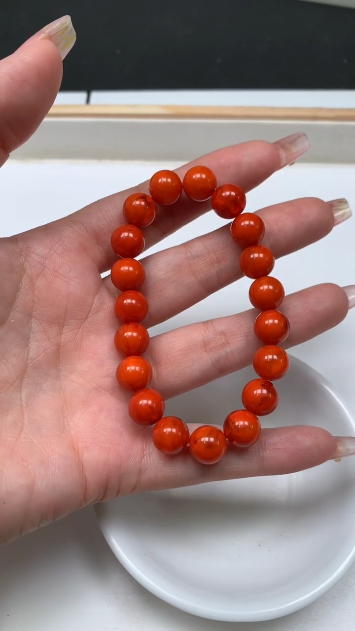 裸石蜜蜡未镶嵌M175 红皮老蜡10mm1条9.9元