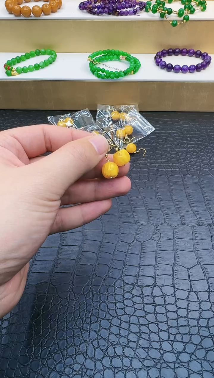 【闪购商品】蜜蜡耳饰14K金镶嵌001