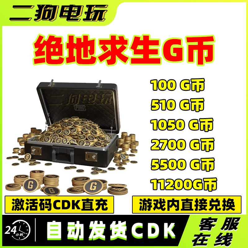 PUBGG币绝地求生G币CDK兑换码GB金币吃鸡游戏币皮肤点卷充值