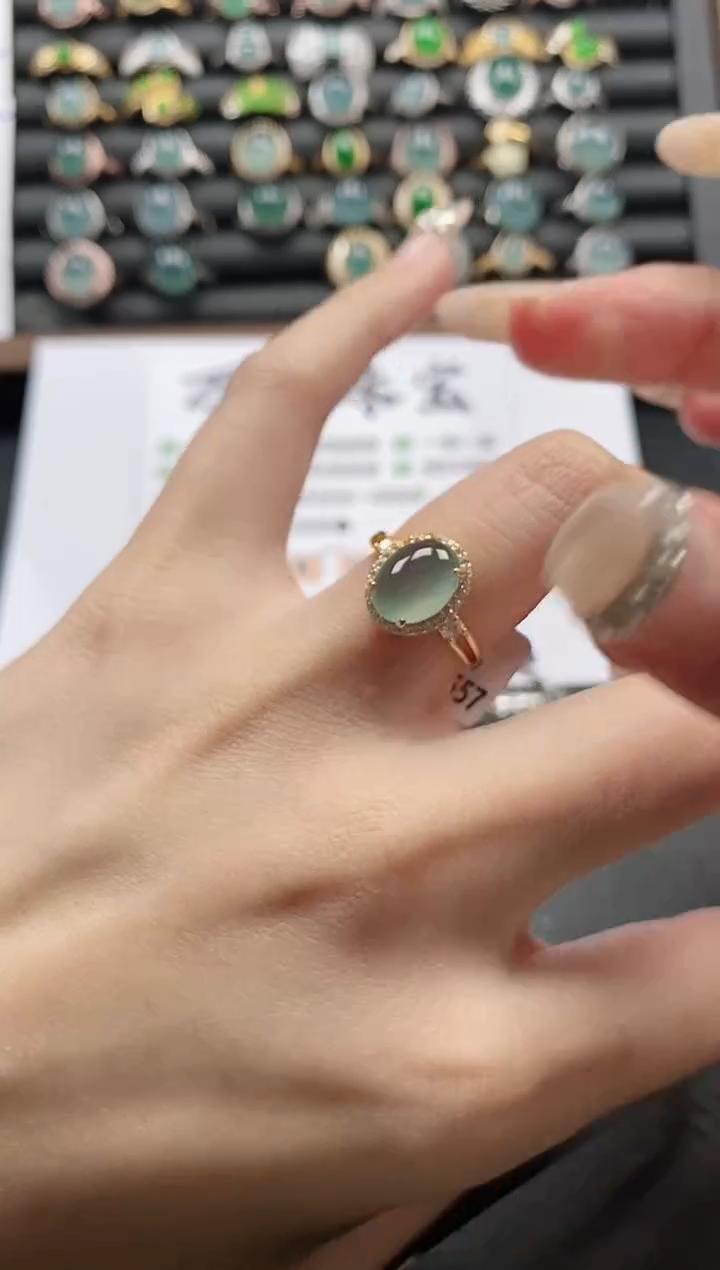 银S925镶嵌戒指翡翠51511