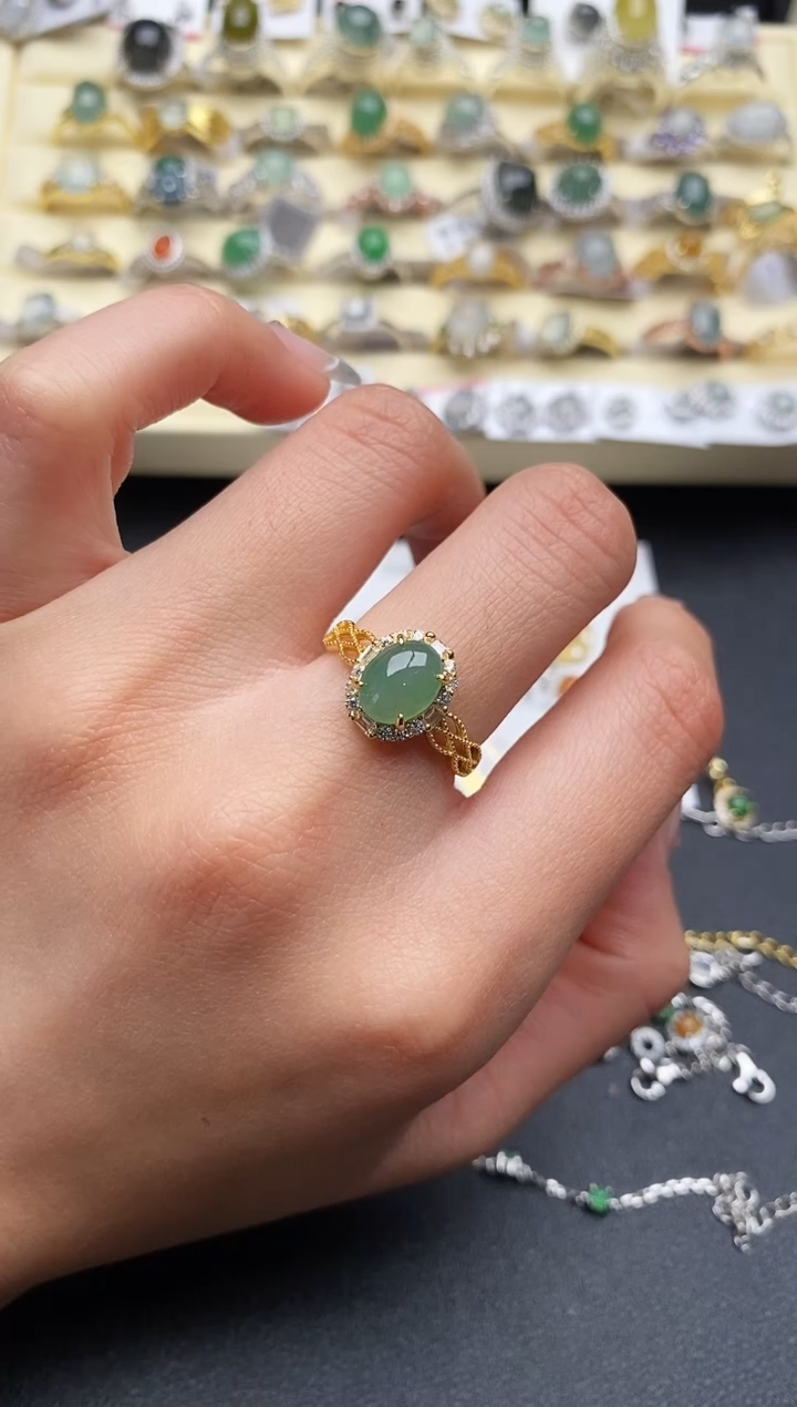 【闪购商品】翡翠戒指银S925镶嵌11111111+9