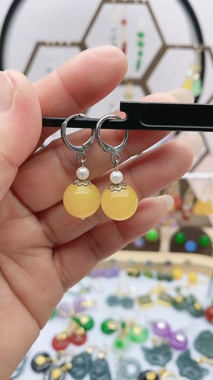 银S925镶嵌耳饰玛瑙/玉髓43