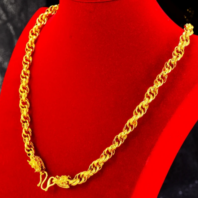 合金项链 合金材质【节节高升圆环项链】时尚霸气精美素款百搭金色