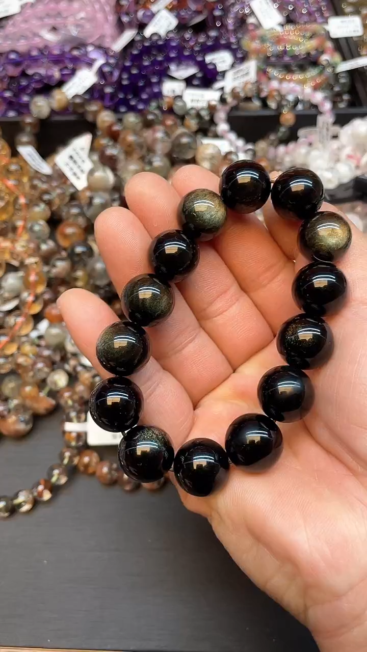 【闪购商品】水晶手链未镶嵌12 金耀石15mm