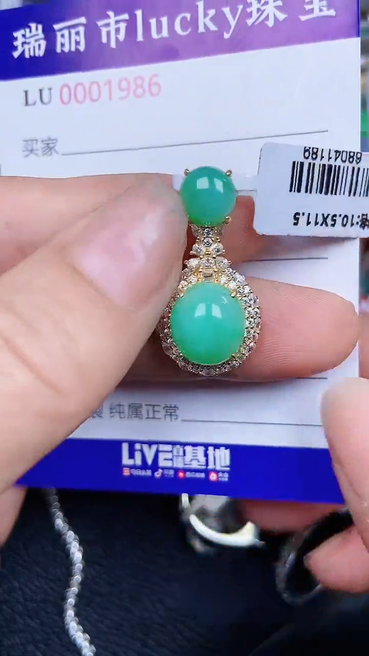 颈饰银S925镶嵌翡翠1986