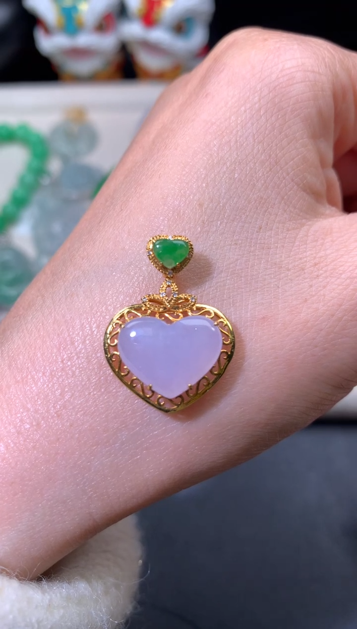 吊坠(不含链)18K金镶嵌翡翠翡翠