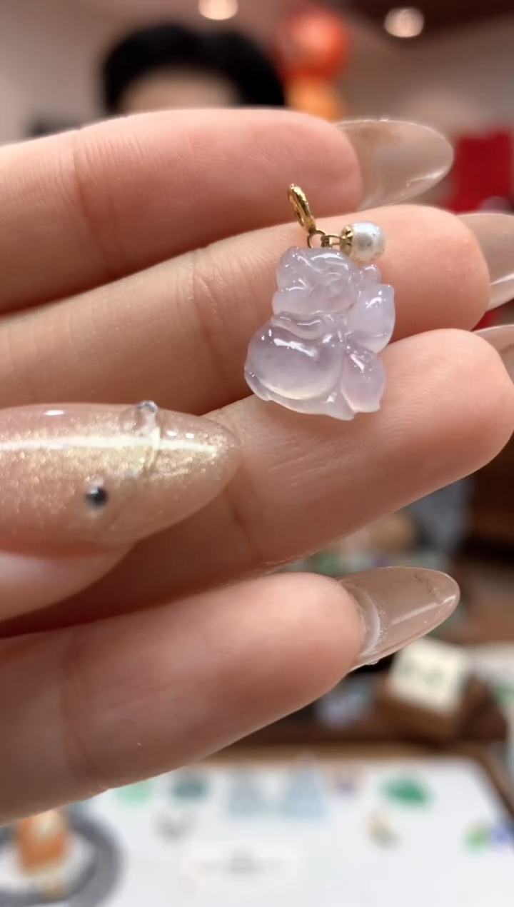 【闪购商品】翡翠吊坠(不含链)18K金镶嵌天使